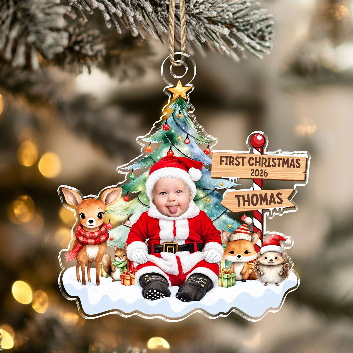 Custom Baby Face First Christmas 2026 Acrylic Ornament, Personalized Baby Keepsake LM32 669835