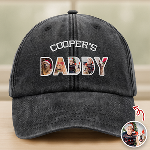 Upload Photo Dog, Cat & Dad - Dog, Cat's Dad Washed Denim Baseball Cap HA75 892948