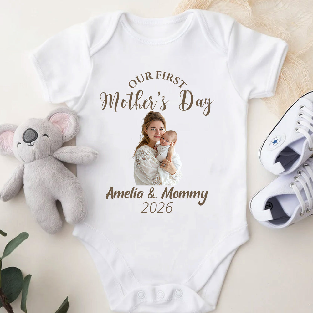 Custom Photo Our First Mother’s Day Together Baby Onesie LM32 899637