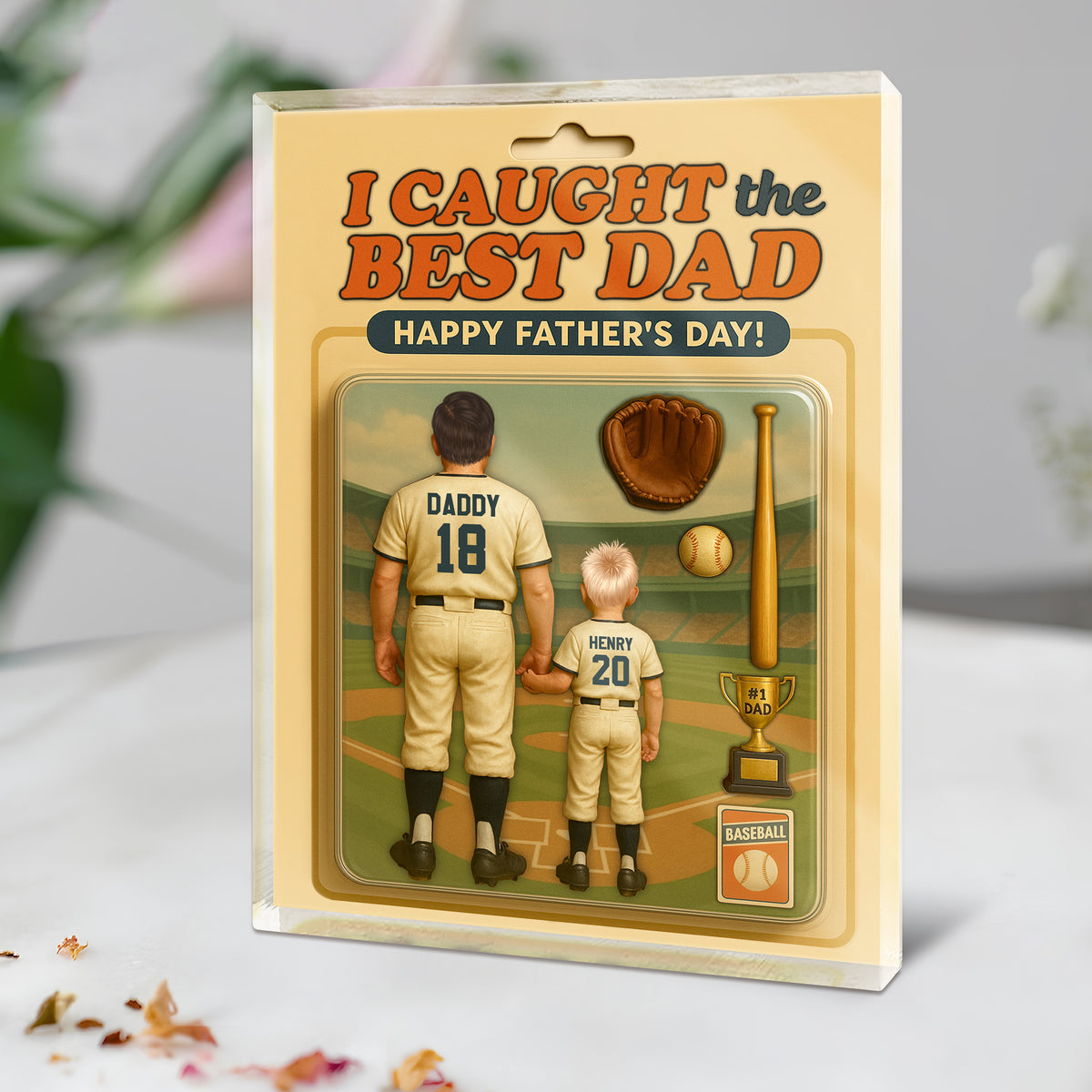 We Caught the Best Dad Baseball Figure Acrylic Block Plaque Personalized Gift For Father's Day HO82 893810