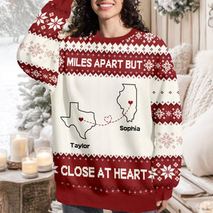 Personalized Long Distance State Map Ugly Sweater For Couple, Family & Friends LM32 895811