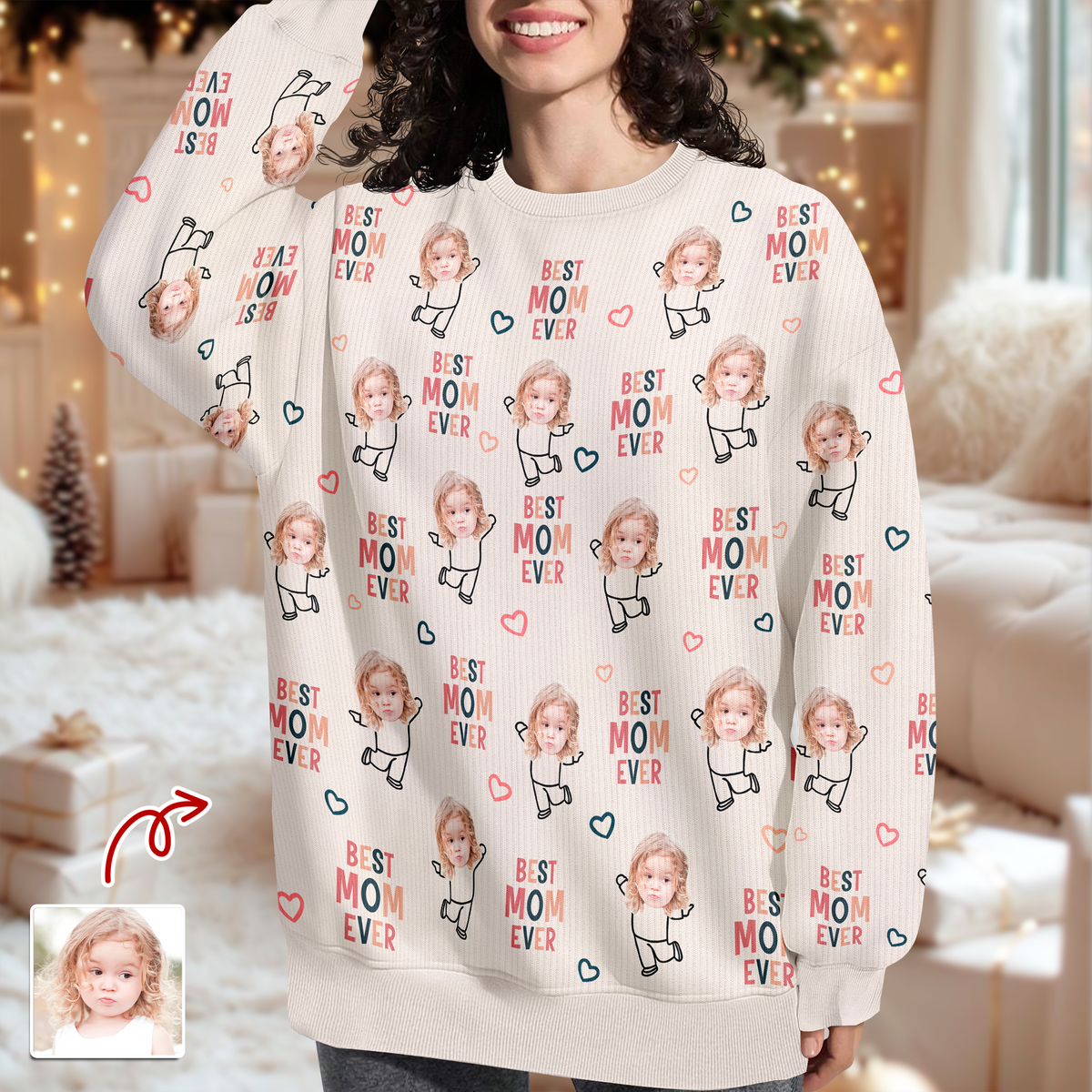Best Nana Ever Custom Photo Grandkids Ugly Sweater TH10 894329