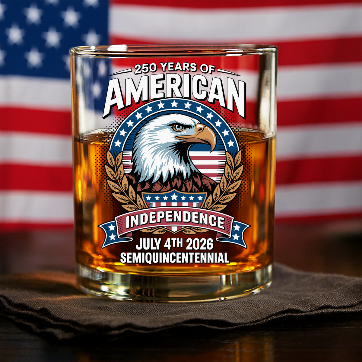 American 250 Years Independence Eagle - July 4th 2026 Whiskey Glass LM32 895253