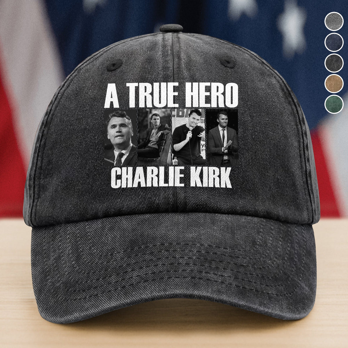 A True Hero Charlie Kirk Rest In Peace Washed Denim Baseball Cap HO82 65770