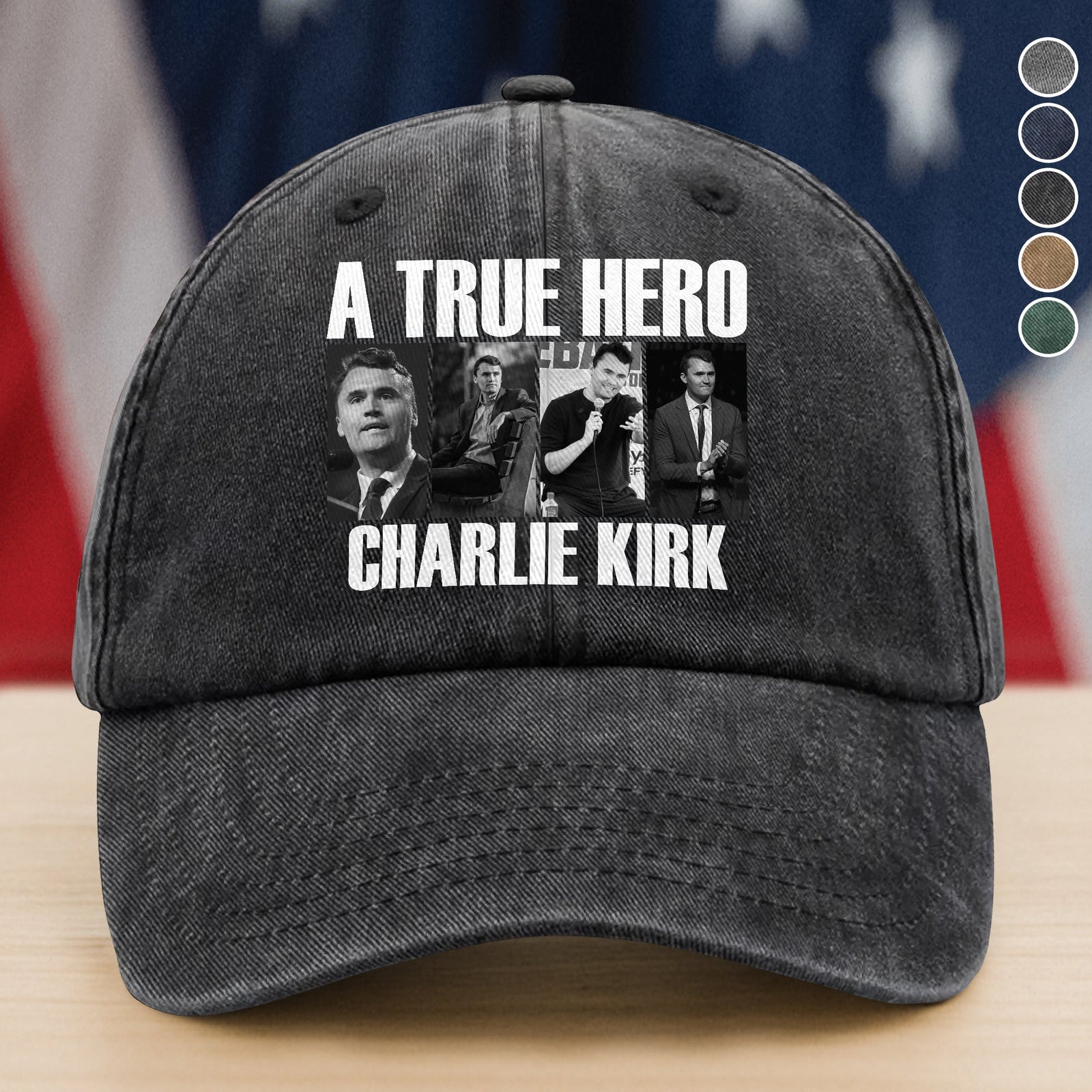 A True Hero Charlie Kirk Rest In Peace Washed Denim Baseball Cap HO82 65770