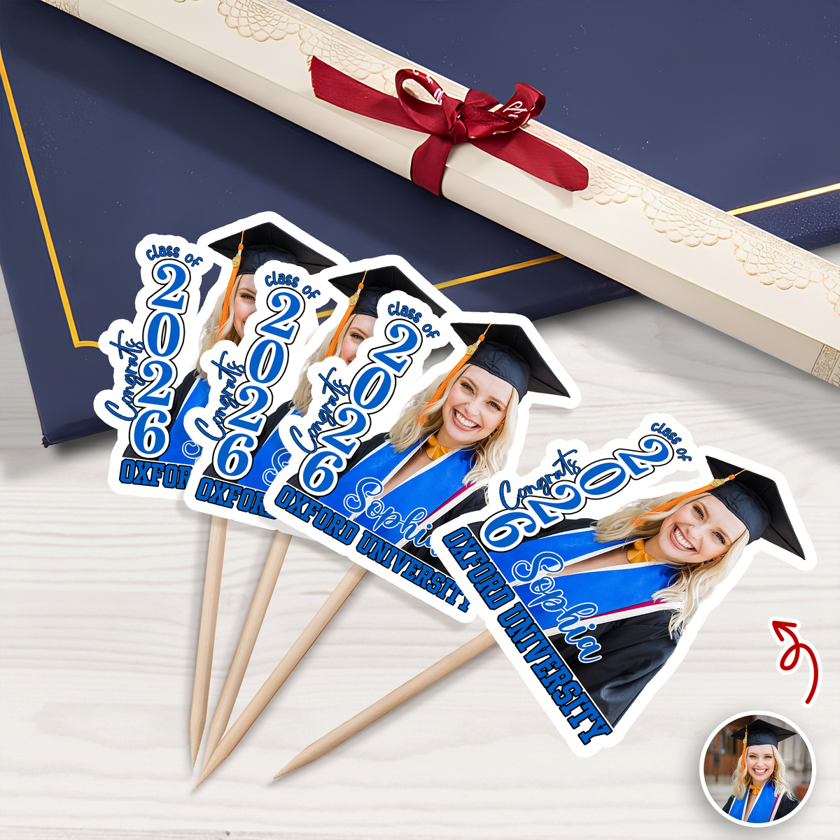 Custom Photo Class Of 2026 Graduation Decoration Cupcake Toppers HA75 920046