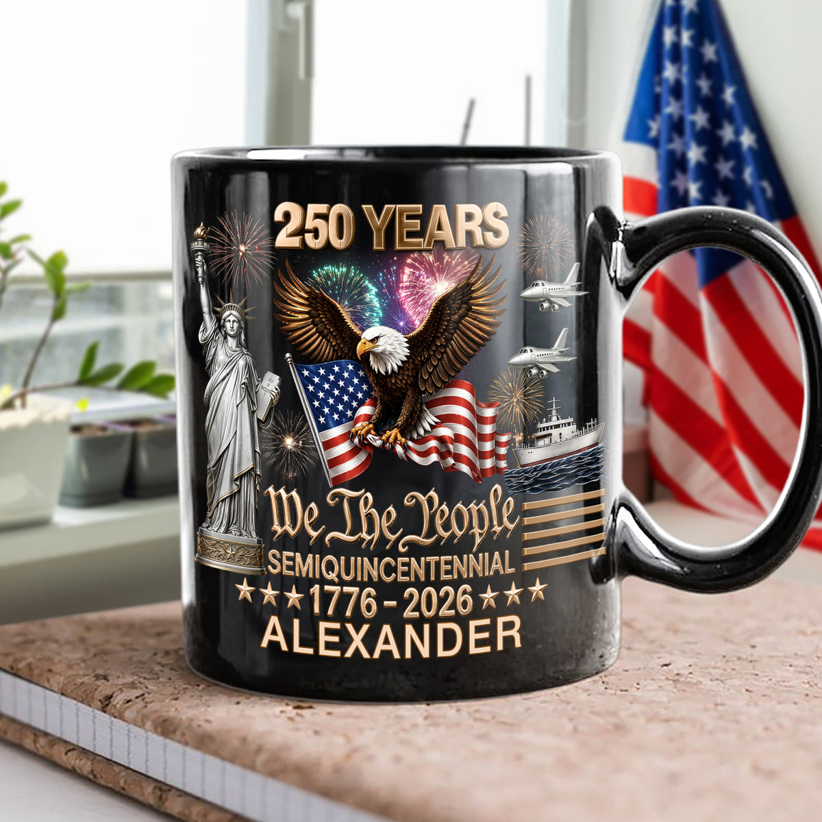 Custom Name 250 Years Of America We The People Semiquincentennial 1776-2026 Black Mug TH10 169709