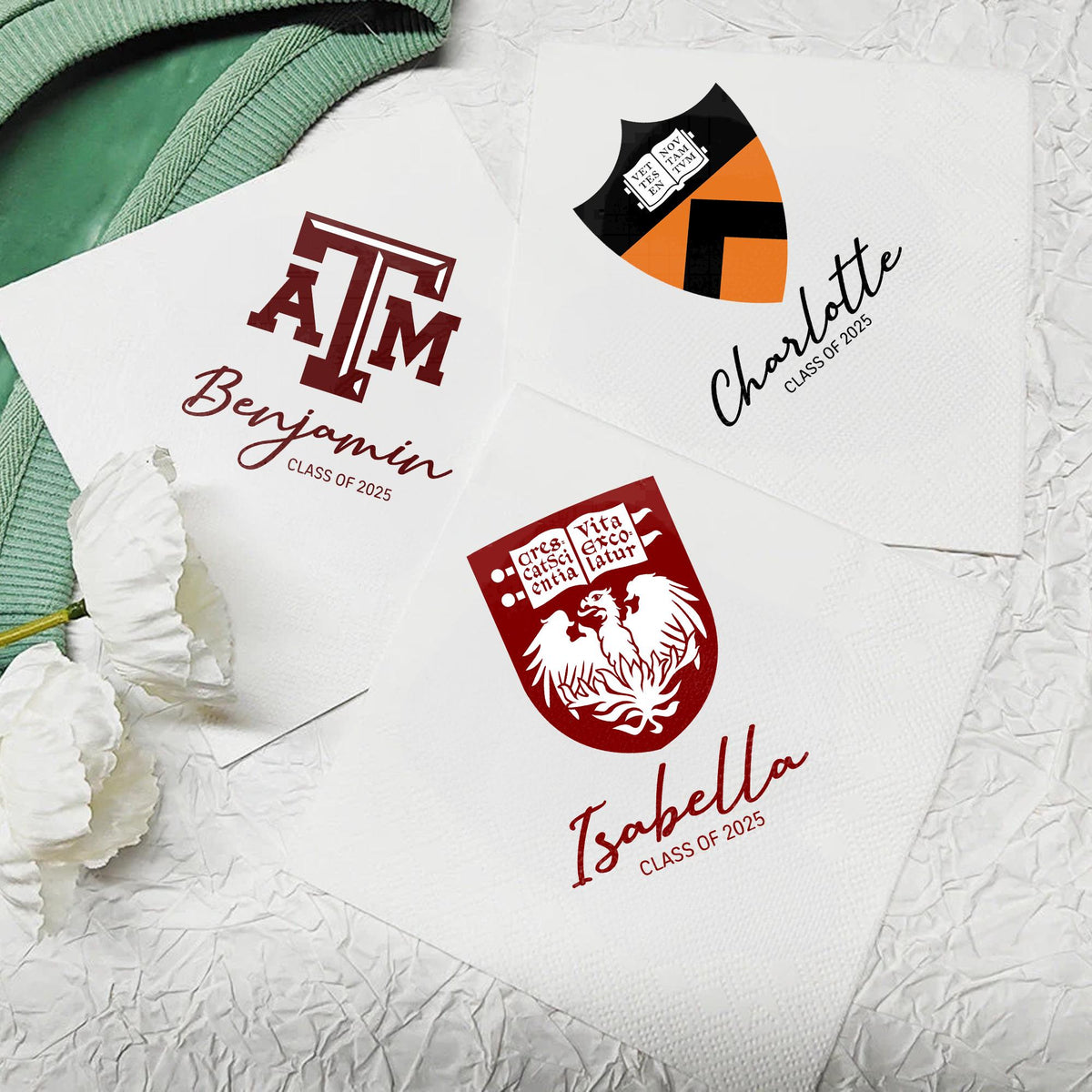 Personalized College Logo Graduation Napkins - Class of 2026 Party Beverage Cocktail Napkins LM32 899825