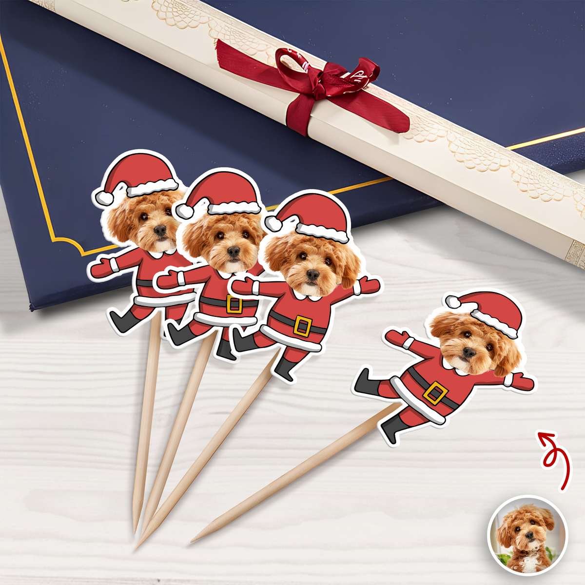 Custom Funny Dog Photo Christmas Cupcake Toppers Xmas Decor TH10 894767