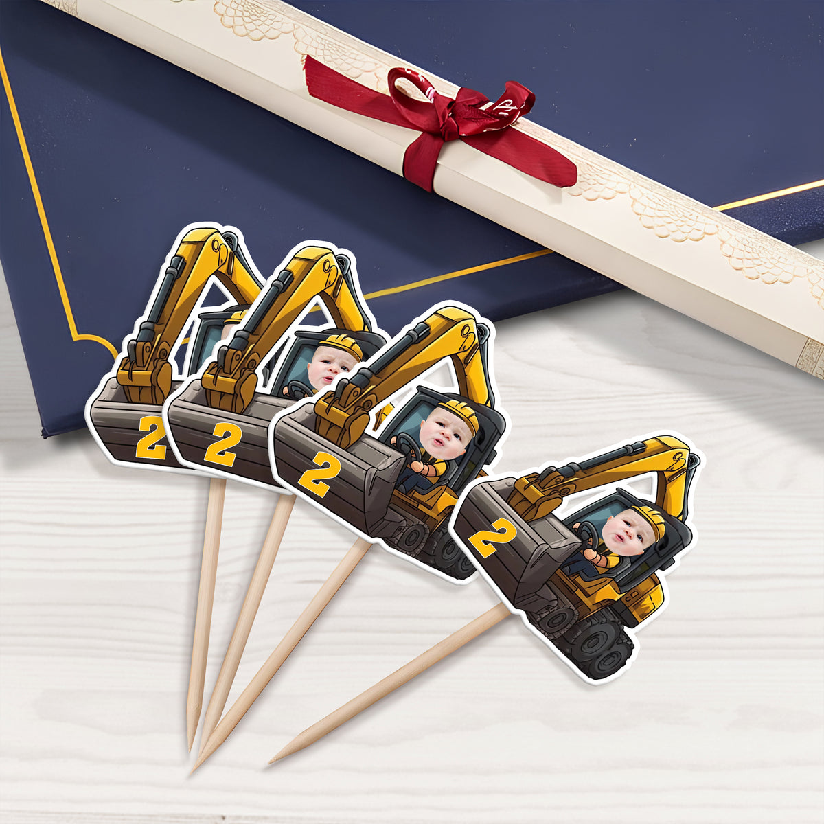 Custom Face Photo Excavator Lovers Cupcake Toppers Personalised Birthday Gift Party Decor HO82 893572