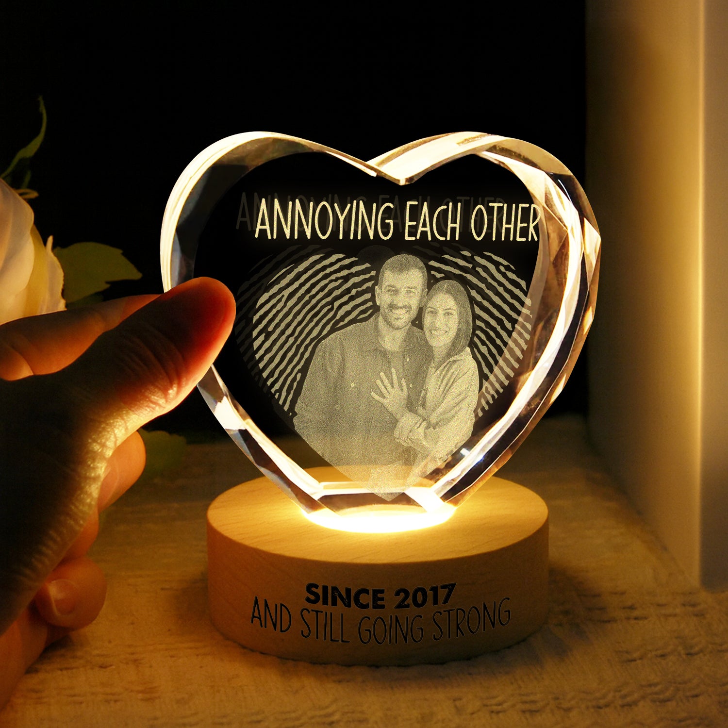Custom Photo Annoying Each Other Since Couple Engraved Crystal Photo With Light LM32 897609