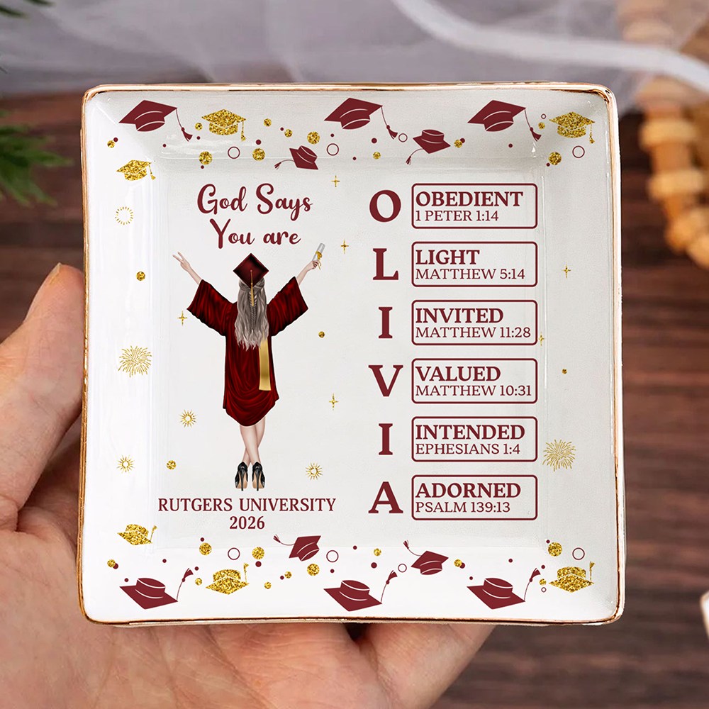 Personalised Cartoon Graduate Character Bible Name Jewellery Dish Graduation Gift for 2026 Graduates HO82 901818