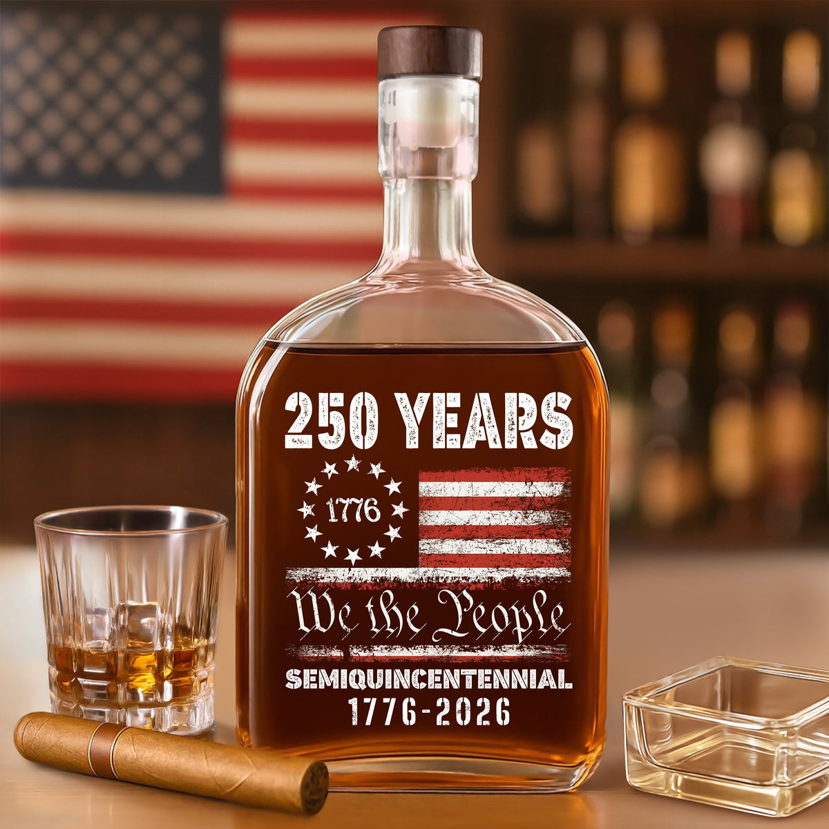Celebrate Our America 250th Anniversary United States Semiquincentennial Whiskey Bottle HA75 897408
