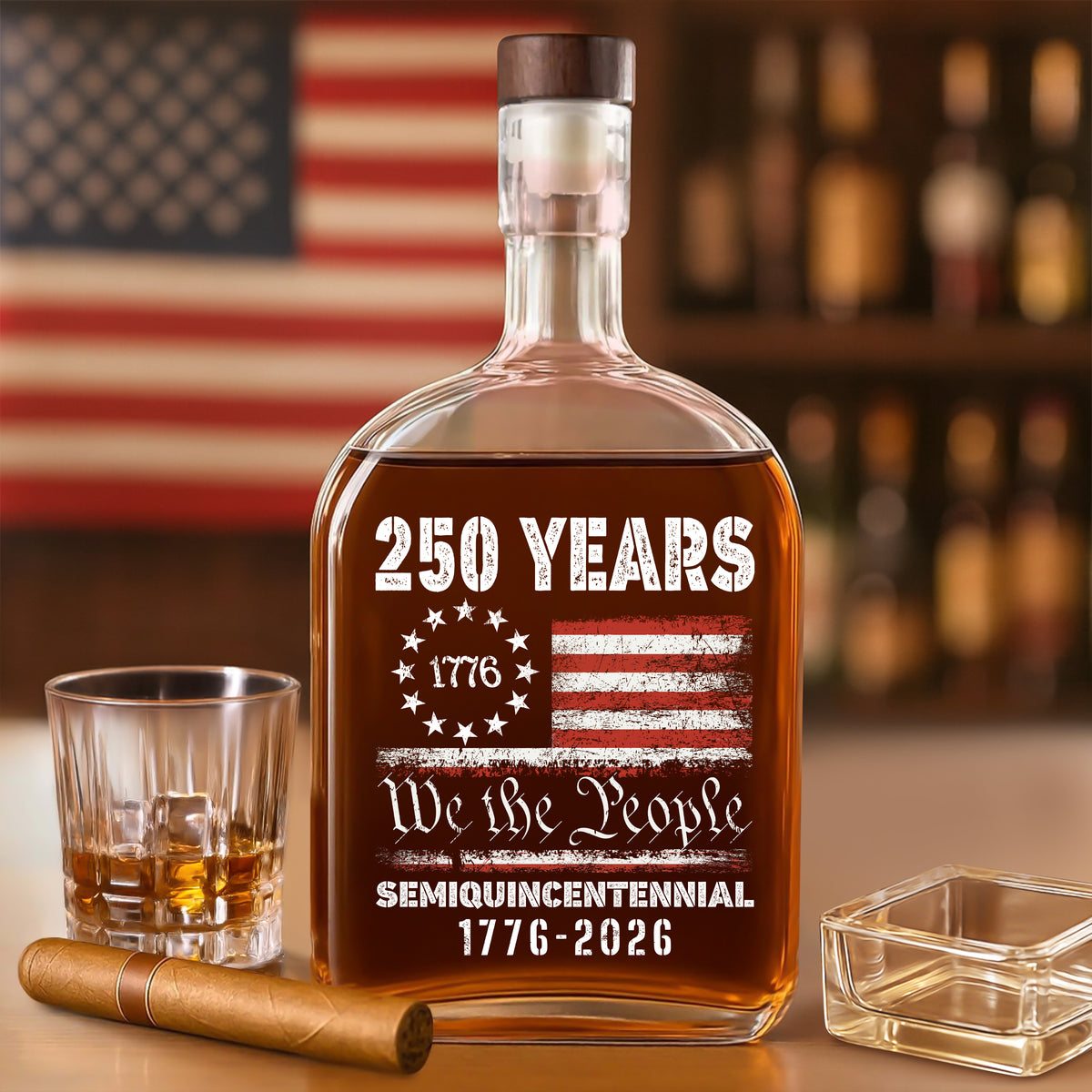 Celebrate Our America 250th Anniversary United States Semiquincentennial Whiskey Bottle HA75 897408
