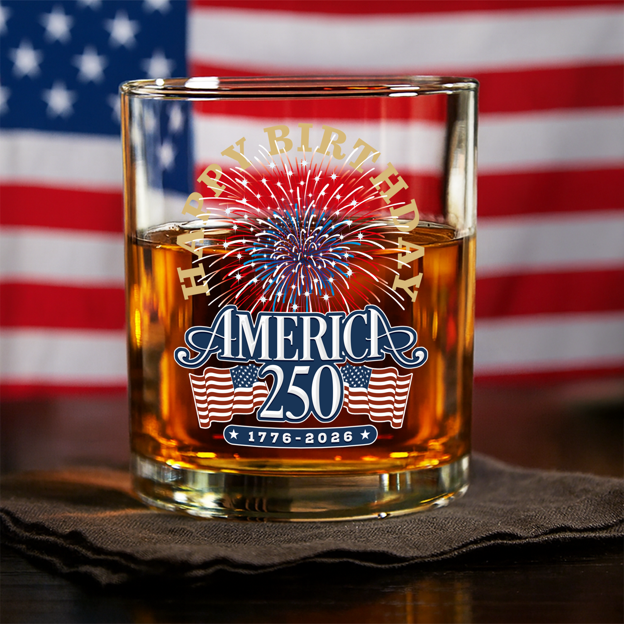 America 250 Semiquincentennial Fireworks Celebration Whiskey Glass HO82 894612