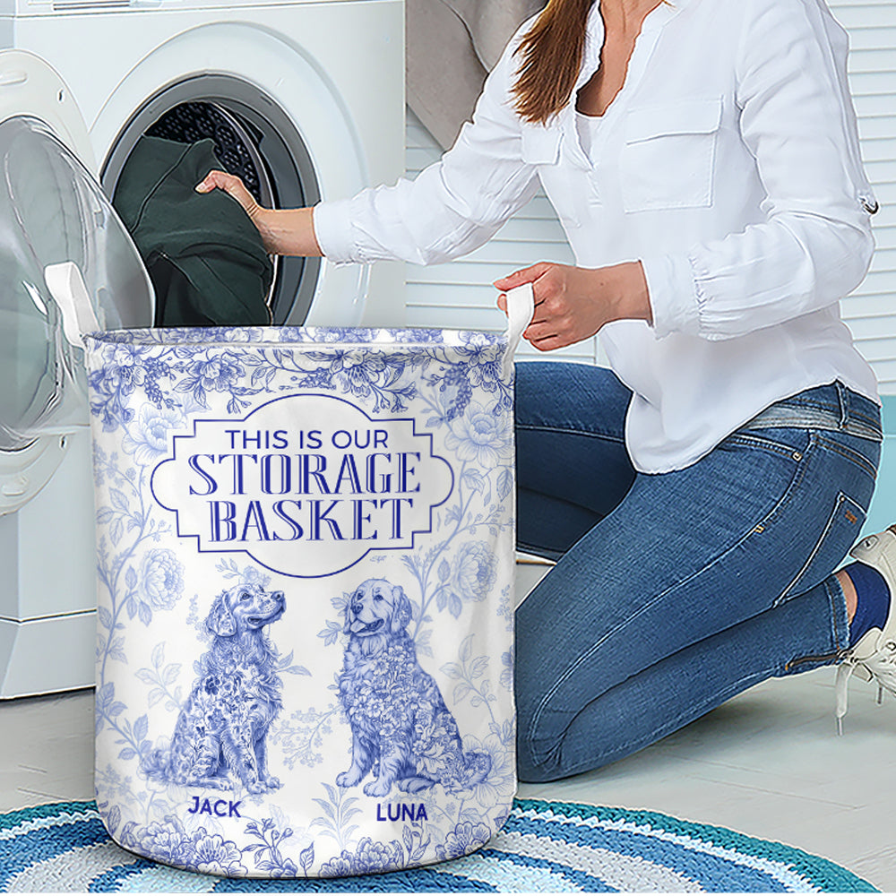 Personalized Dog Custom Breeds Floral Toile De Jouy French Laundry Basket LM32 893761
