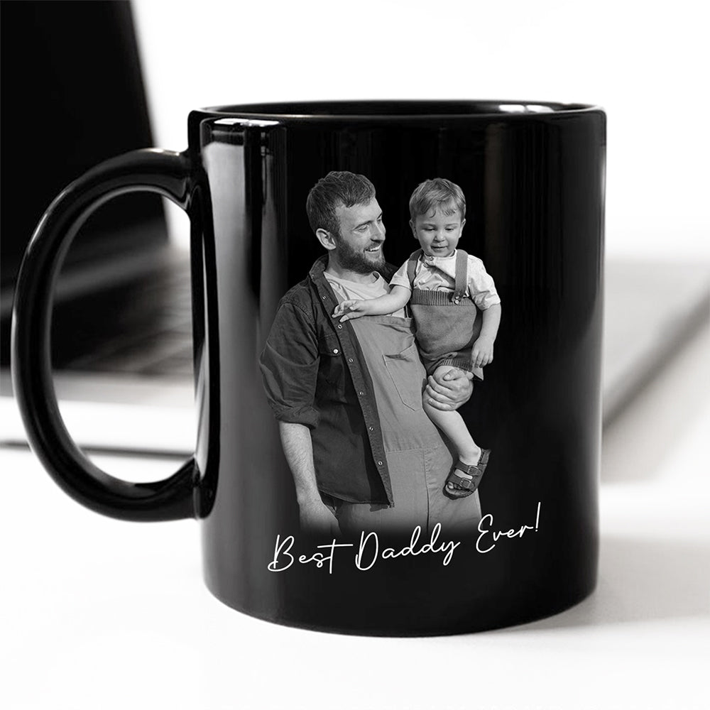 Personalized Dad and Kid Photo Black Mug Gift For Father's Day CH07 911356