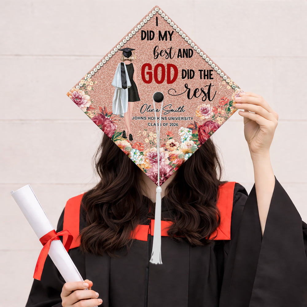 I Did My Best And God Did The Rest Personalized Class of 2026 Graduation Cap Topper Decoration CH07 910894