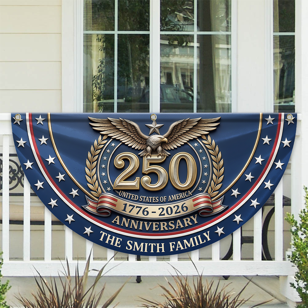 Custom Name 250th United States Of America 1776 - 2026 Anniversary Patriotic Non-Pleated Fan Flag CH07 911116