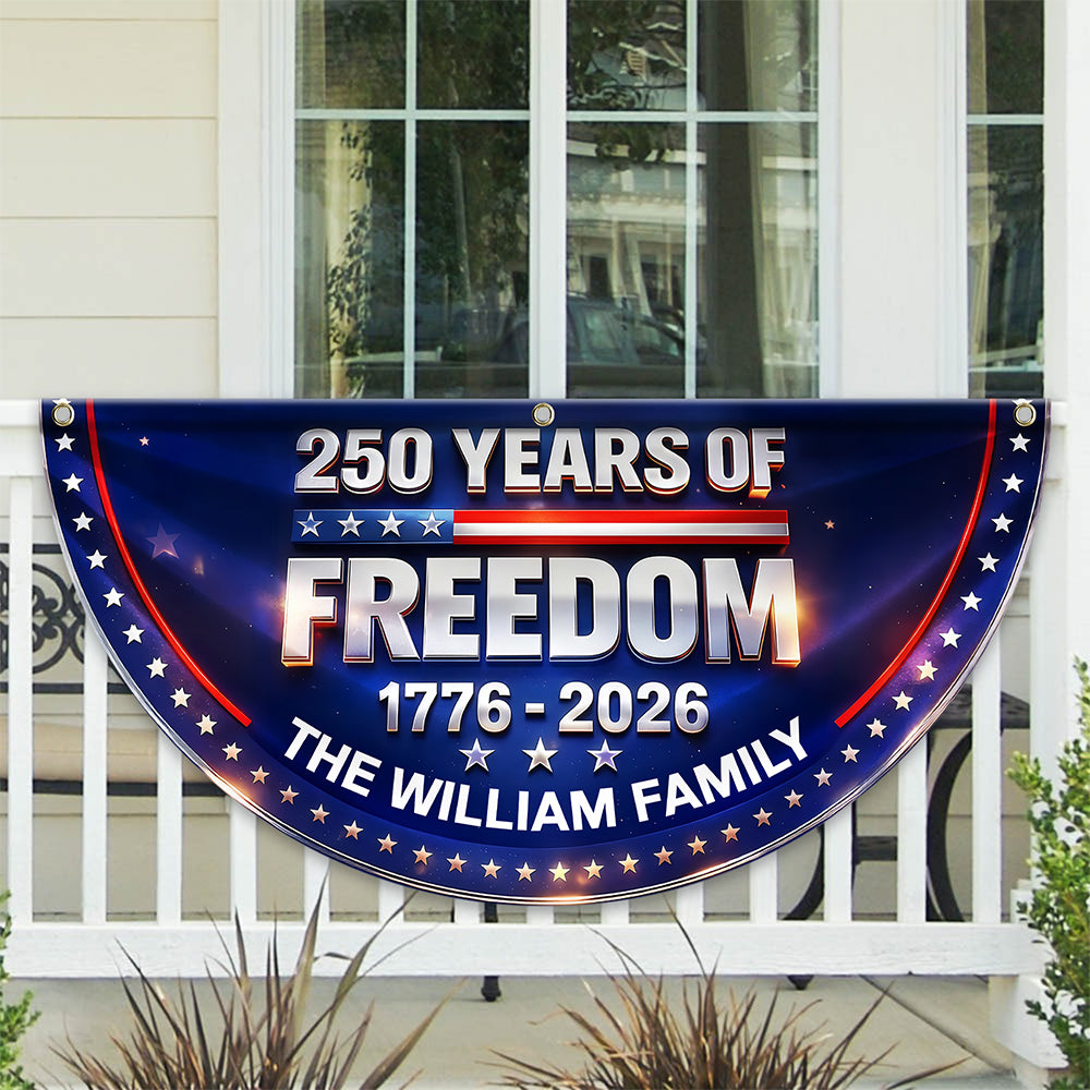 Custom Family Name 250 Year of Freedom USA Anniversary Non-Pleated Fan Flag CH07 910642