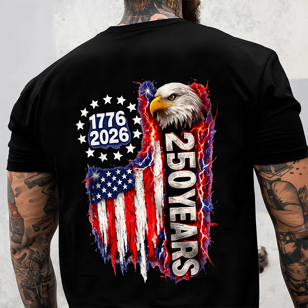 USA 250th Anniversary 1776 2026 Eagle T-Shirt Back CH07 910854