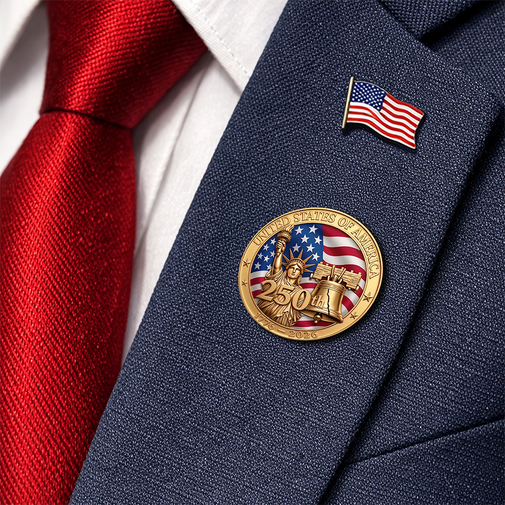 United State Of America 250th 1776 - 2026 Stainless Steel Metal Pin for Patriot's Day Independence Day TH10 169425