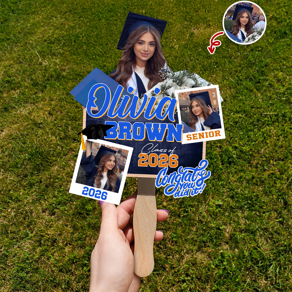 Custom Photo Graduation Class of 2026 Face Fan, Personalized Senior Congrats Grad Gift LM32 899437