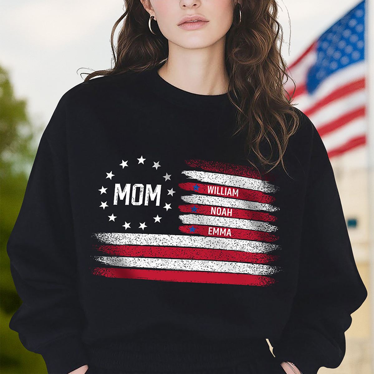 Personalized American Flag Dad Shirt - Custom Kids' Names Father's Day Dark Shirt CH07 910608