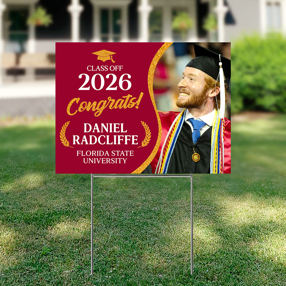 Custom Photo Congrats Class Of 2026 Glitter Graduation Yard Sign Party LM32 899439