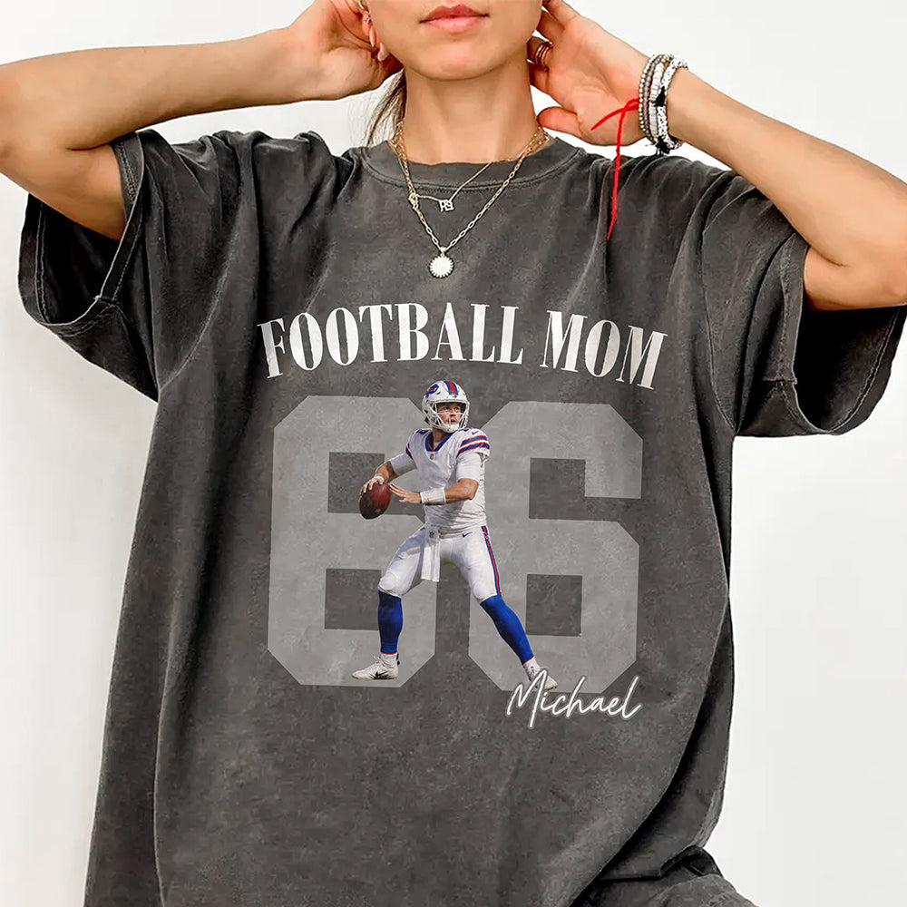 Personalized Vintage Photo Football Mom, Sport Mom Comfort Shirt HA75 921594