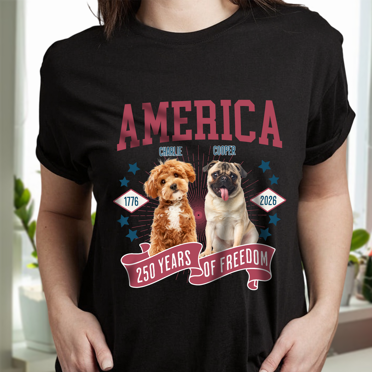 Custom Dog Photo America 250th Anniversary Eagle Dark Shirt LM32 895239