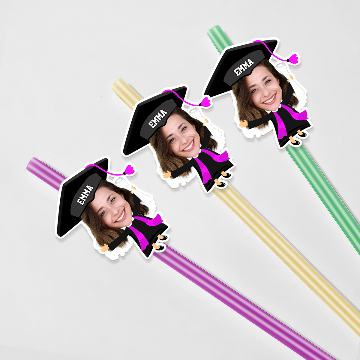 Custom Funny Face Class of 2026 Graduation Decoration Colorful Straws TH10 169133