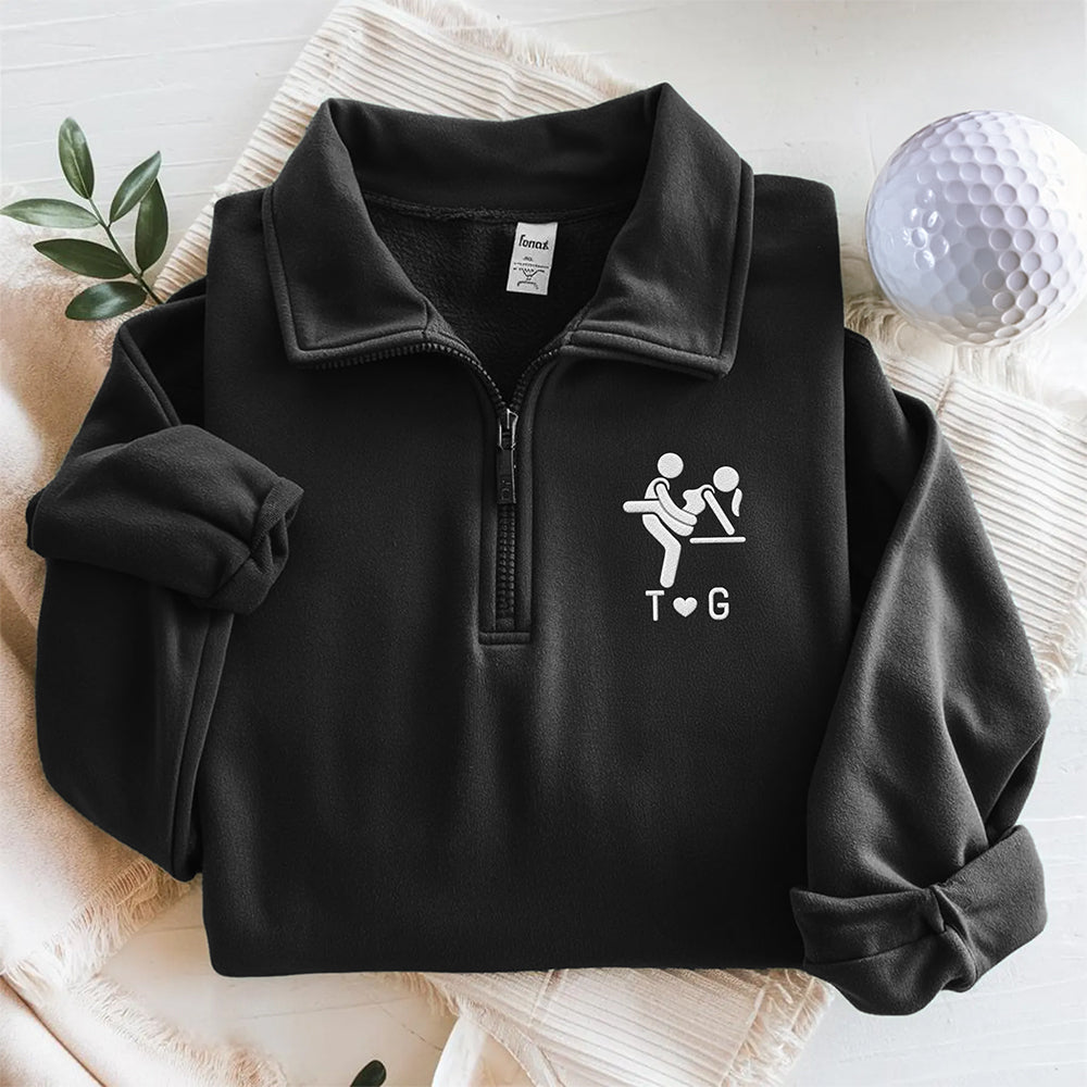 Personalized Funny Adult Embroidered Quarter Zip Sweater Gift For Husband & Boyfriend CH07 180654