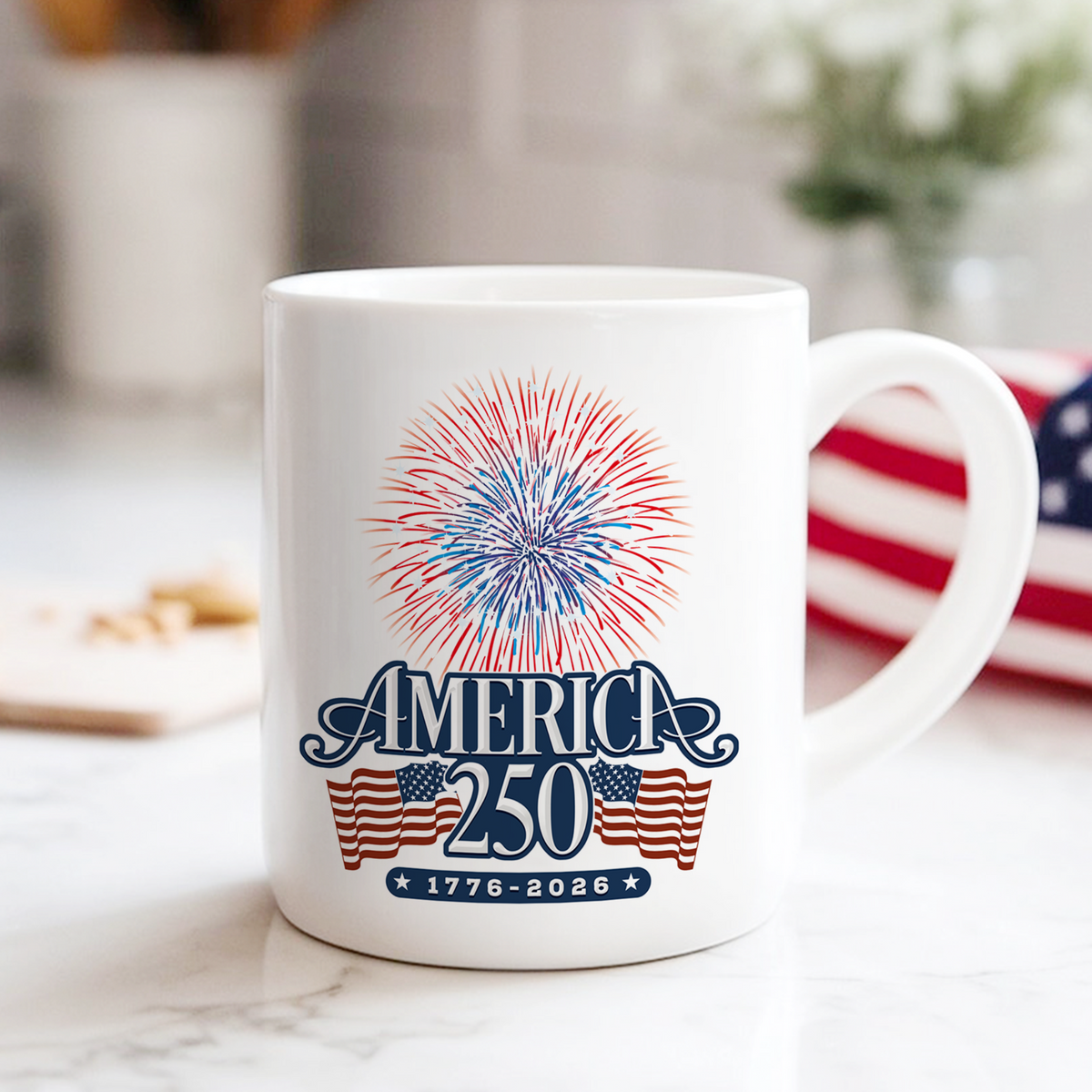 America 250 Firework White Mug TH10 894641