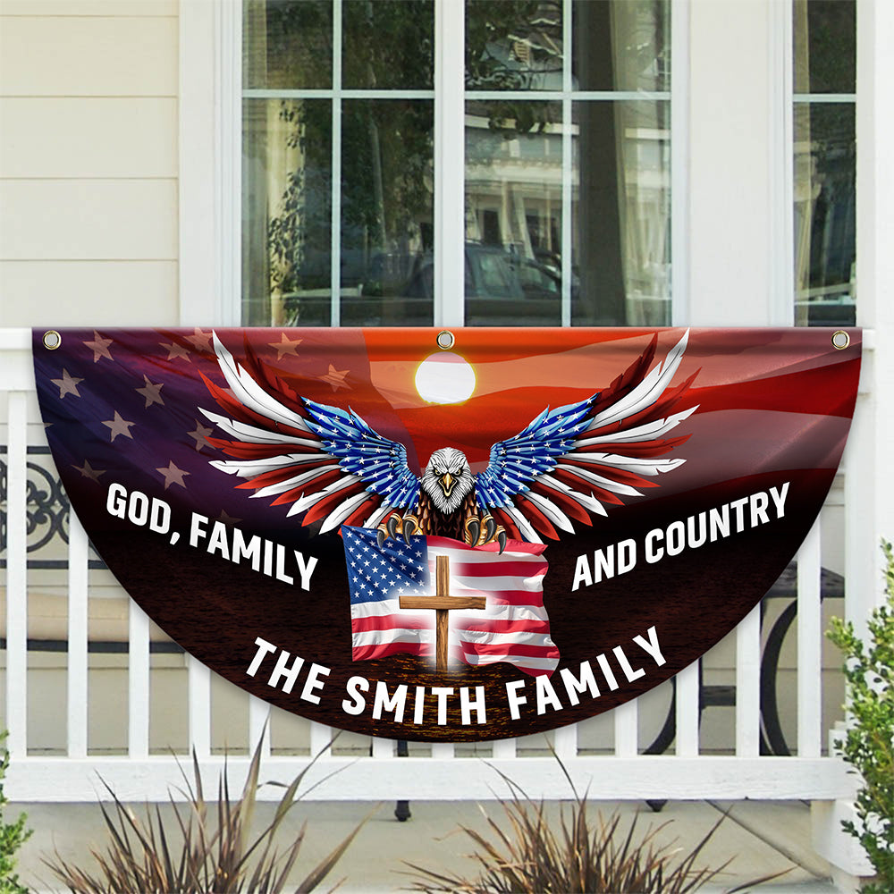 Custom Family Name God Family And Country America Pleated Fan Flag TH10 896437
