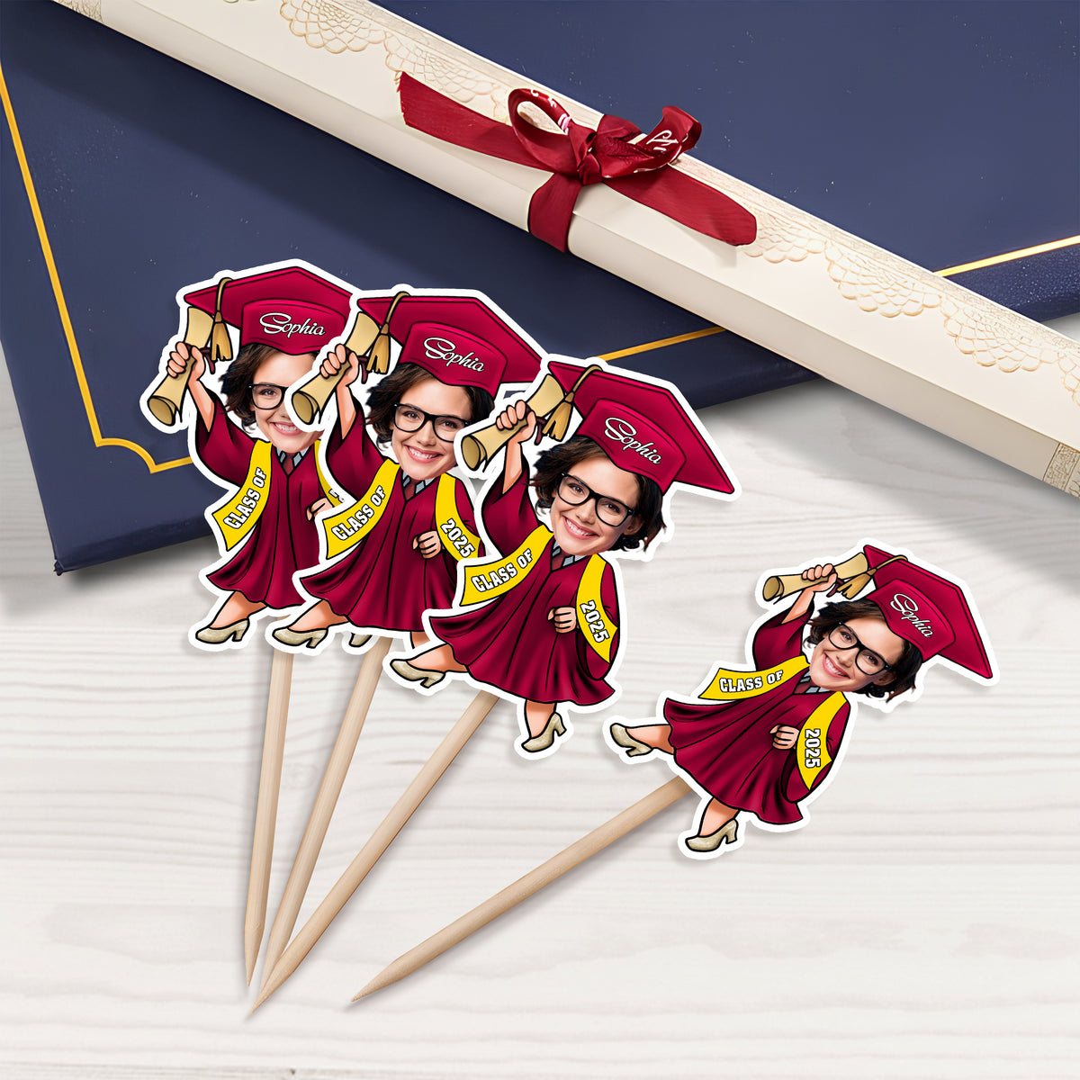 Custom Photo Graduate Personalized Cupcake Toppers Graduation Day Party Decor CH07 895328