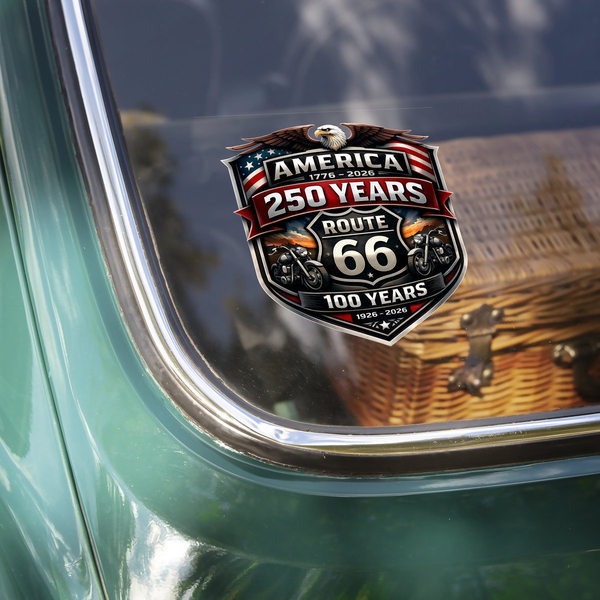 Personalized America 250 & 100 Years of Route 66 Car Window Decal Sticker CH07 910612