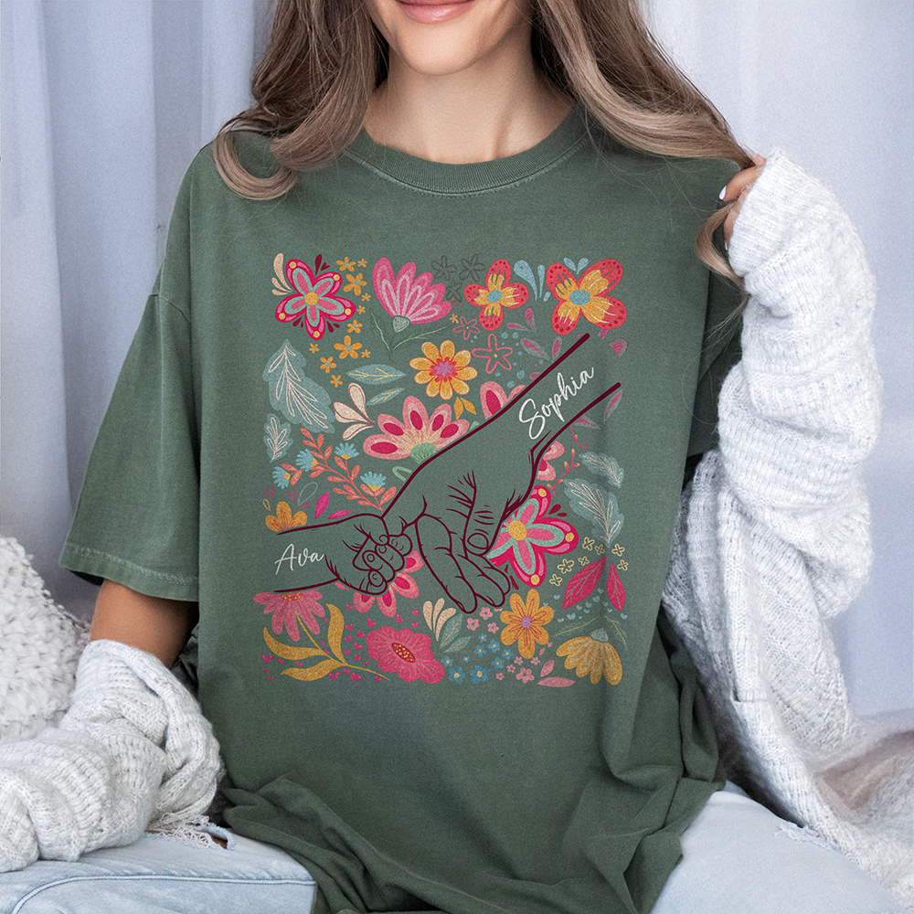 Custom Family Hands Floral Comfort Shirt Gift For Mother's Day HO82 902212