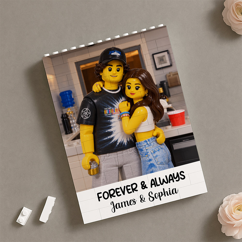 Custom Lego Couple Photo Merry Christmas Building Brick Block CH07 180730