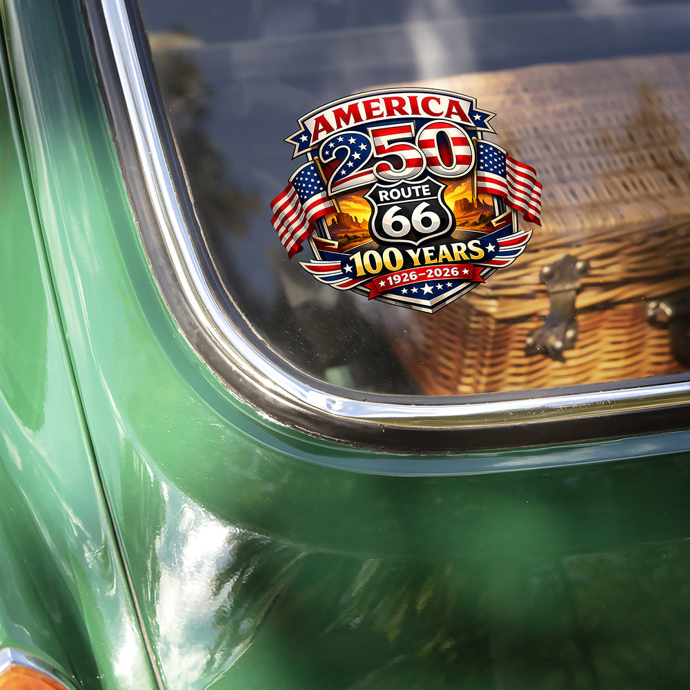Route 66 x America 250 - 250 Years of Liberty and 100 Years of Adventure Car Window Decal Sticker CH07 910498