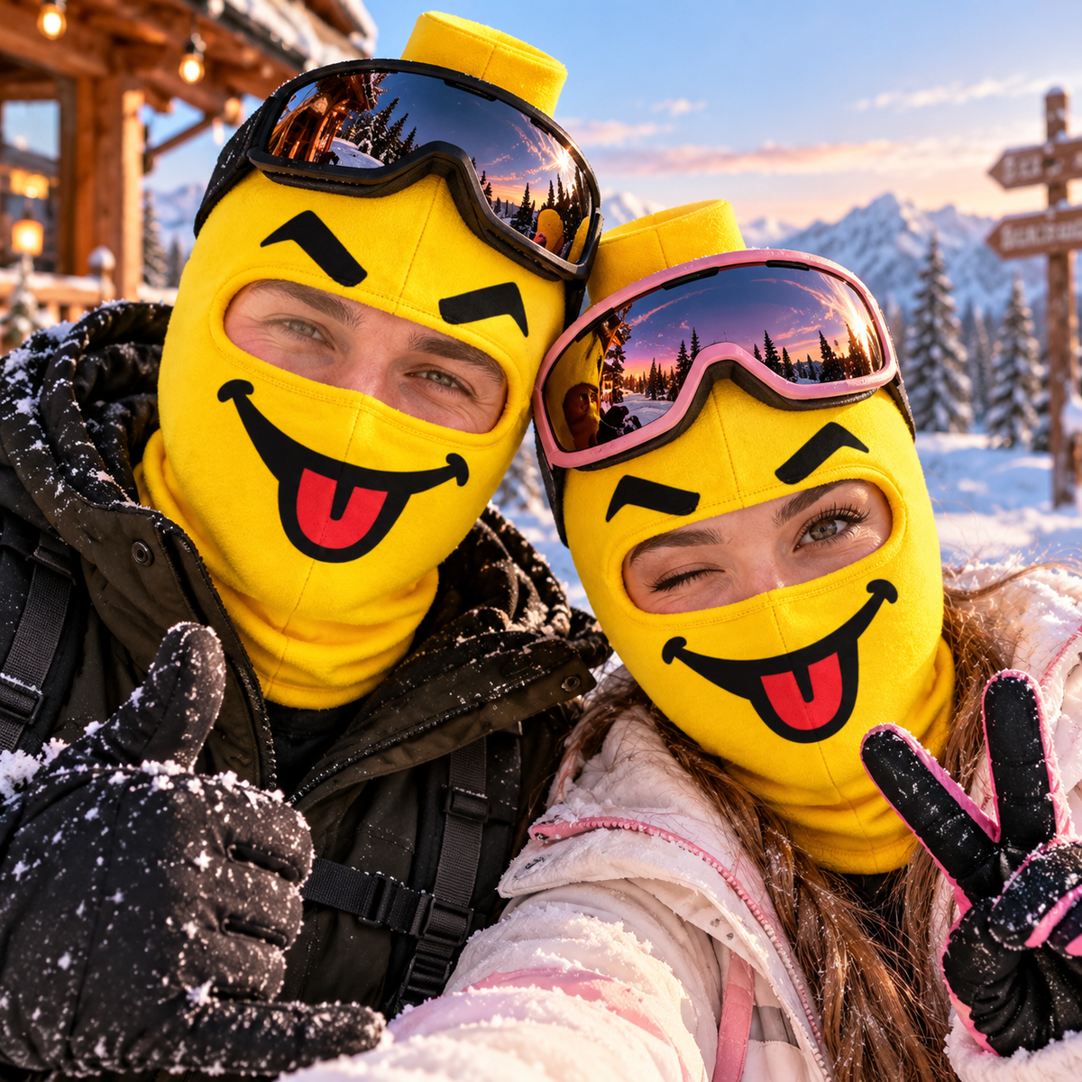 Funny Grinning Face Ski Mask, Yellow Novelty Balaclava Winter Gift LM32 670331