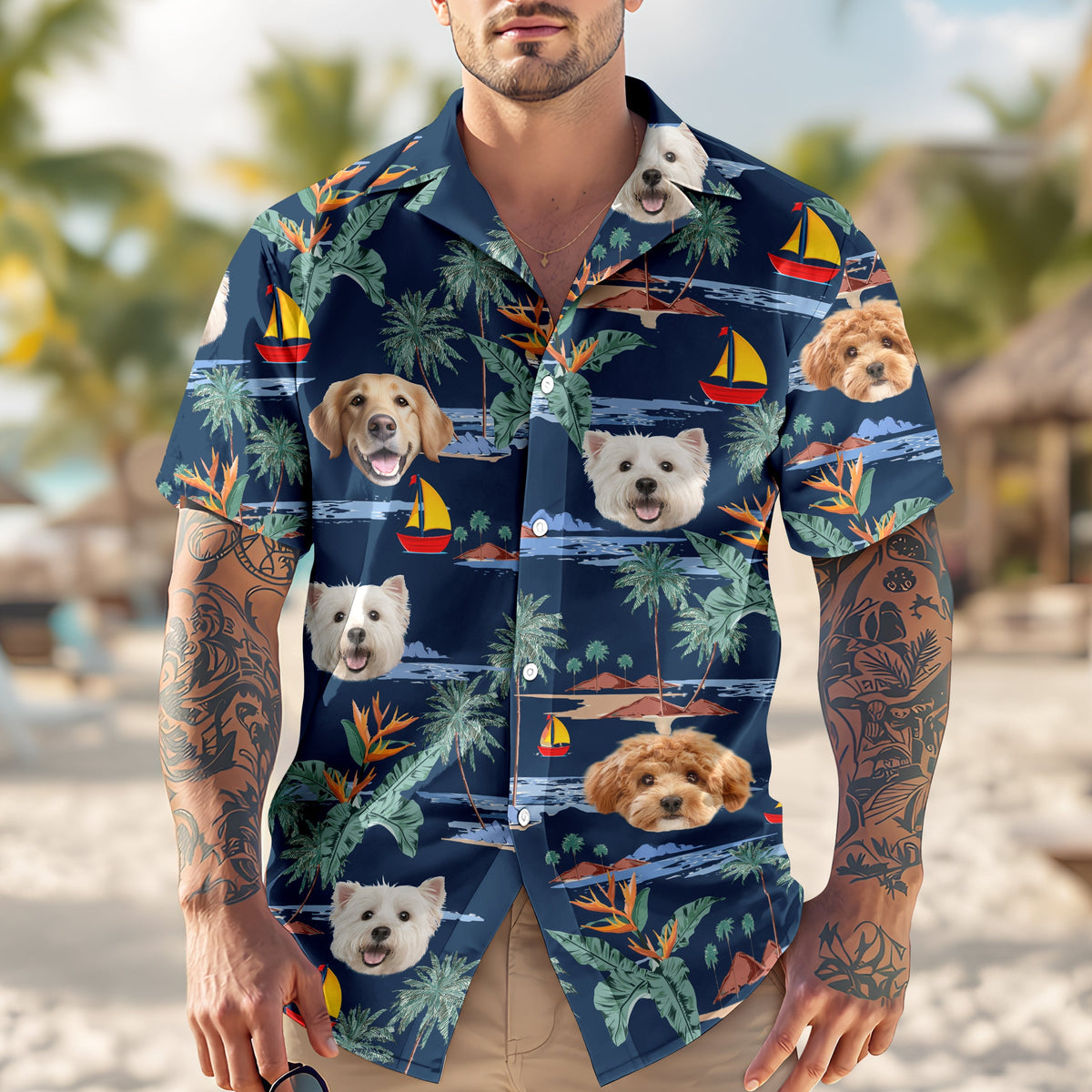 Custom Cute Dog Face Tropical Summer Vibe Hawaii Shirt LM32 893413