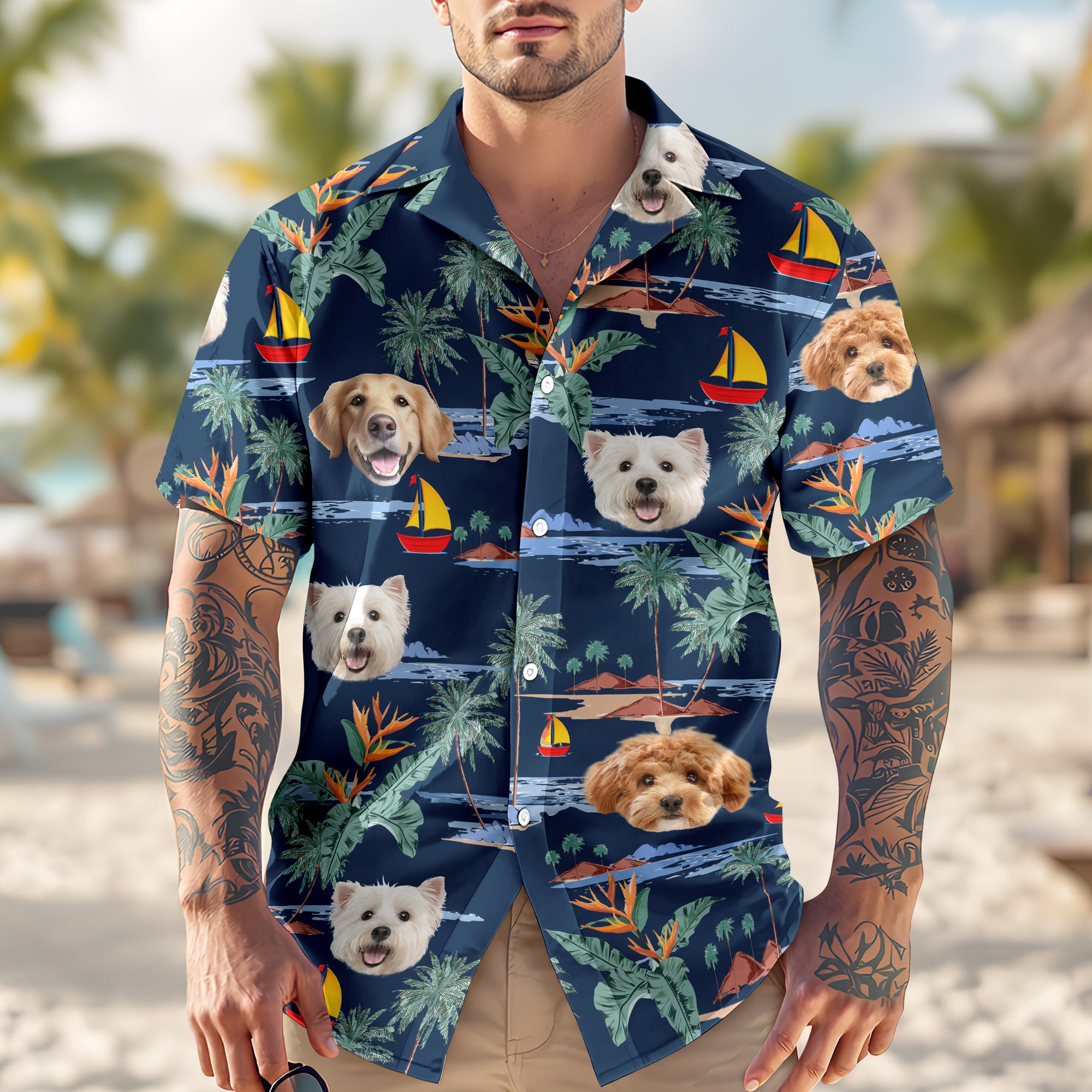 Custom Cute Dog Face Tropical Summer Vibe Hawaii Shirt LM32 893413