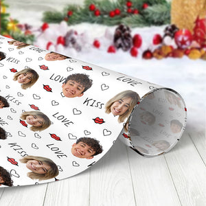 Custom Couple Photo Love And Kiss Wrapping Paper For Valentine Gift TH10 892183