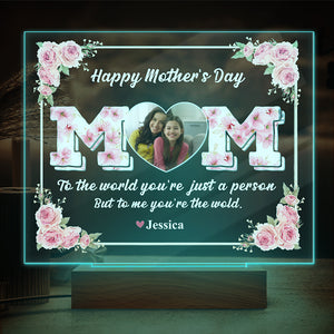 Mom, To Me You're The Wold Custom Photo Acrylic Plaque LED Night Light Mothers Day Gift For Mom CH07 895276