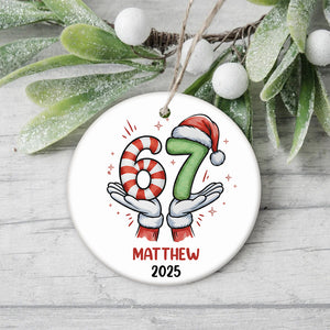 Personalized Funny Kids Six Seven Christmas Ornament, Funny Teen Grandkid Ceramic Ornament HA75 898302