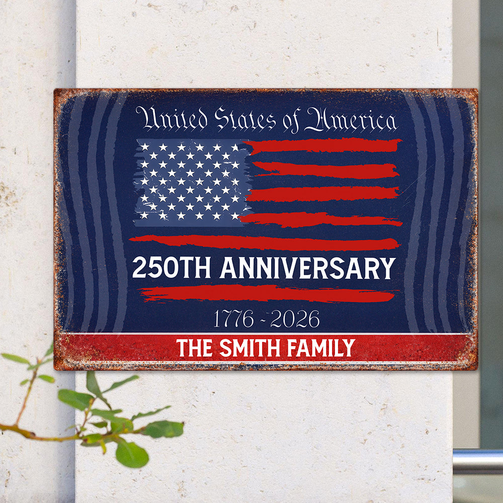 Custom Family Name USA 250th Anniversary Metal Sign HA75 920122