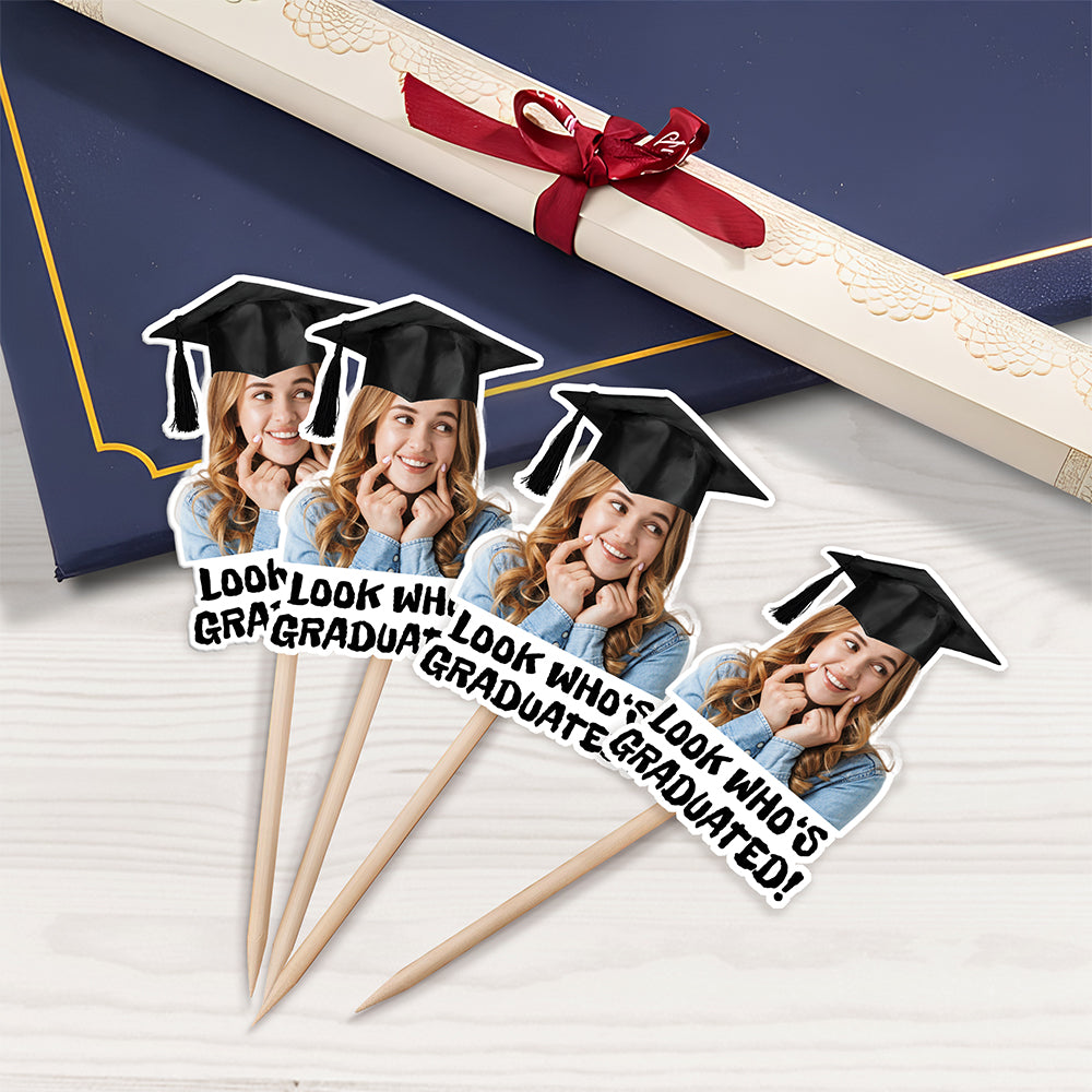 Custom Graduation Photo Look Who's Graduated Cupcake Topper HO82 901386