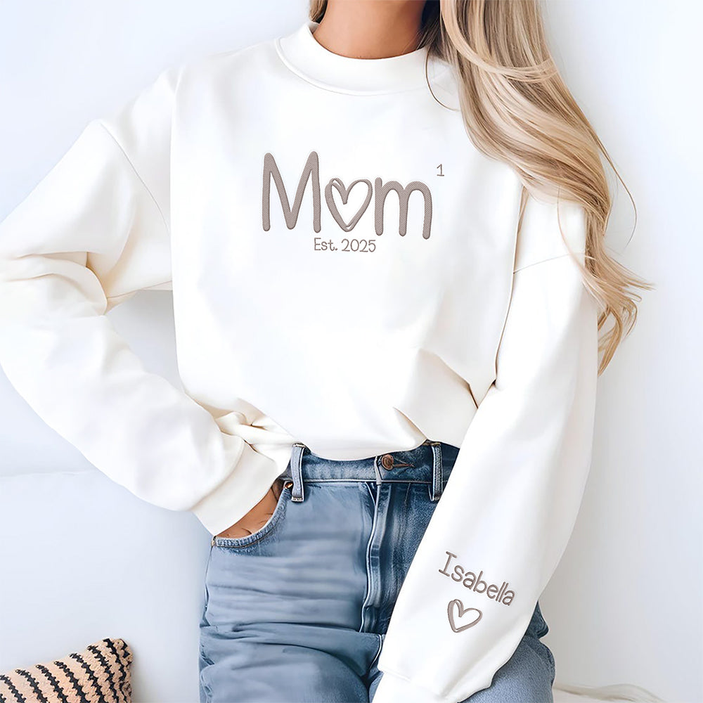 Custom Name Mom And Kid For Mom Sleeve Embroidered Sweatshirt TH10 892757