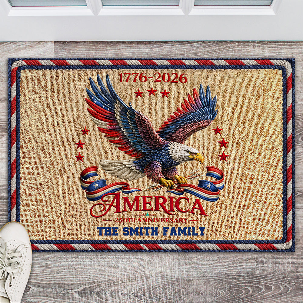 Custom Family Name American Eagle 250th Anniversary 1776–2026 Doormat HO82 901586
